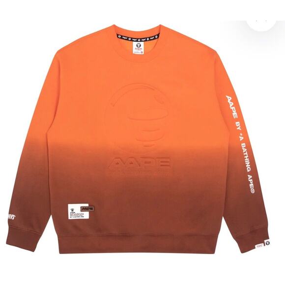 AAPE FANCY CREW NECK SWEATER MENS MEDIUM ORANGE - Picture 1 of 16
